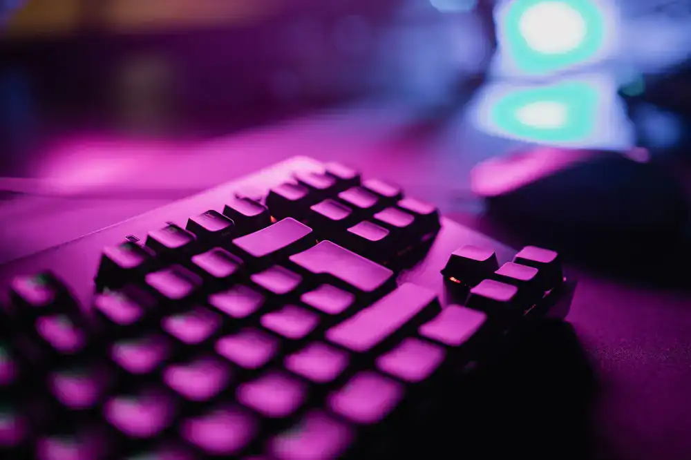 Close up of mechanical keyboard and pro gaming mouse