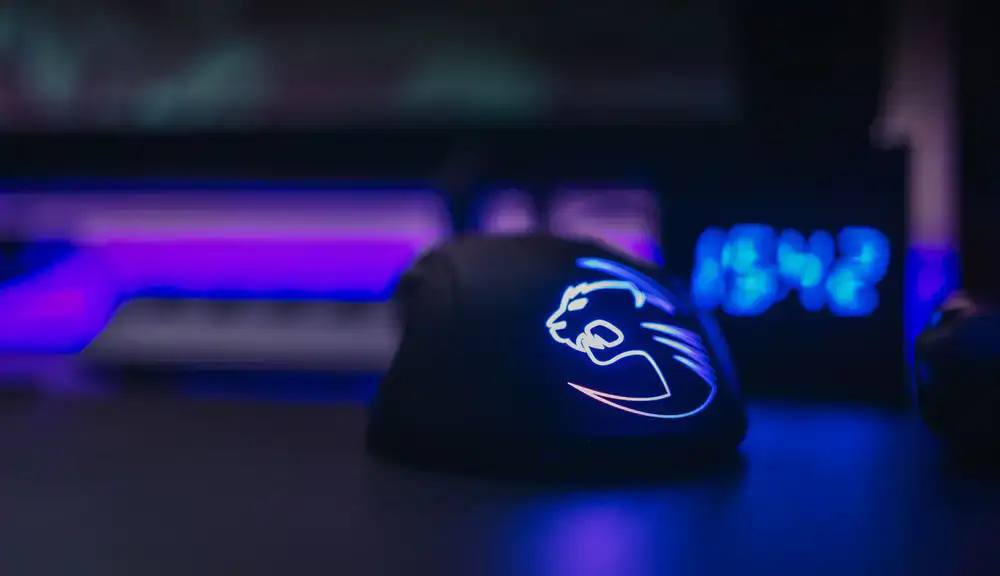 Close up of high-end gaming keyboard and mouse